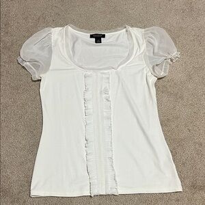 White House Black Market White Ruffled Top
